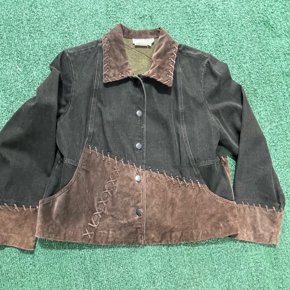 Nancy Bolen City Girl Petite Western Suede Trim Womens Jacket Size 12